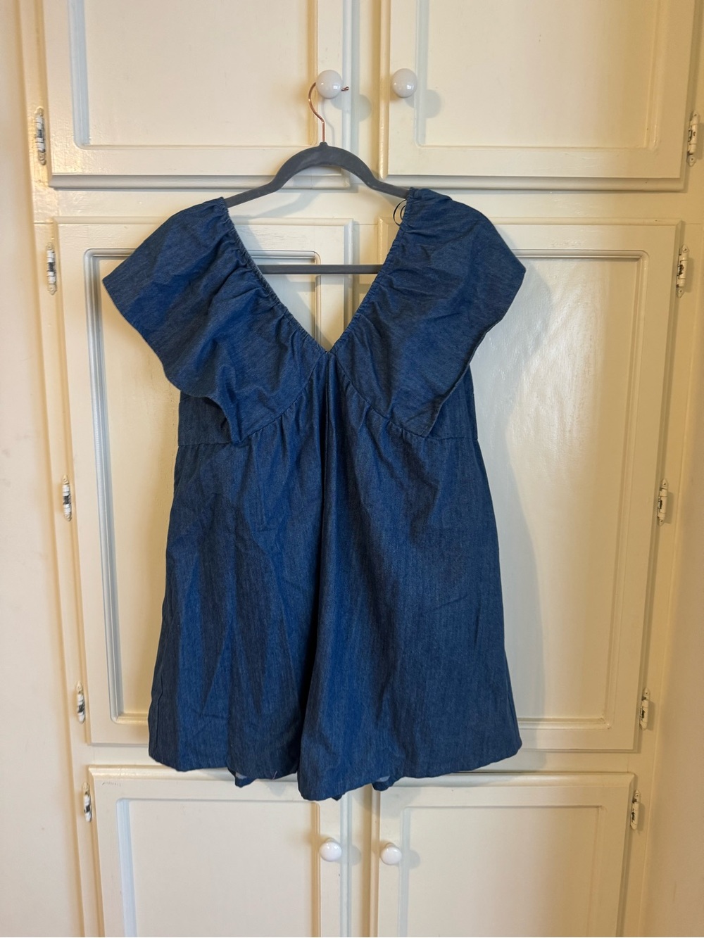 Women’s Blue Ruffle V-Neck Romper